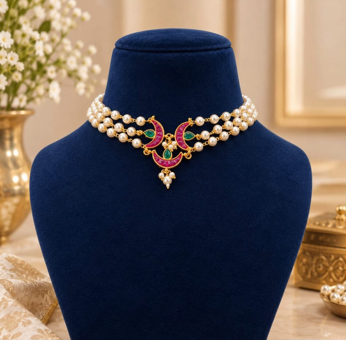 Chand Ruby-Pearl Necklace