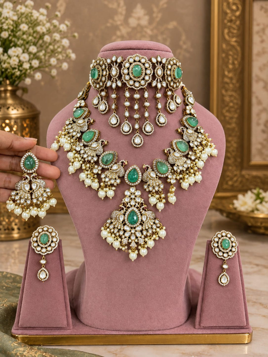 Statement Mint Green Bridal Choker Set