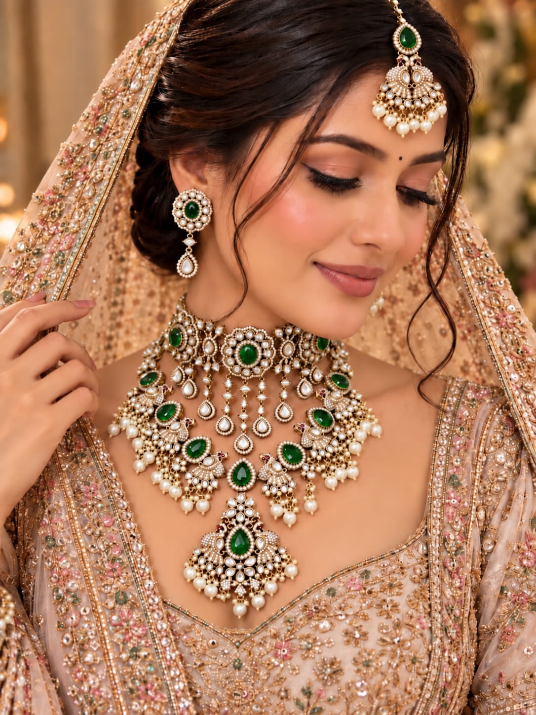 Statement Dark Green Bridal Choker Set