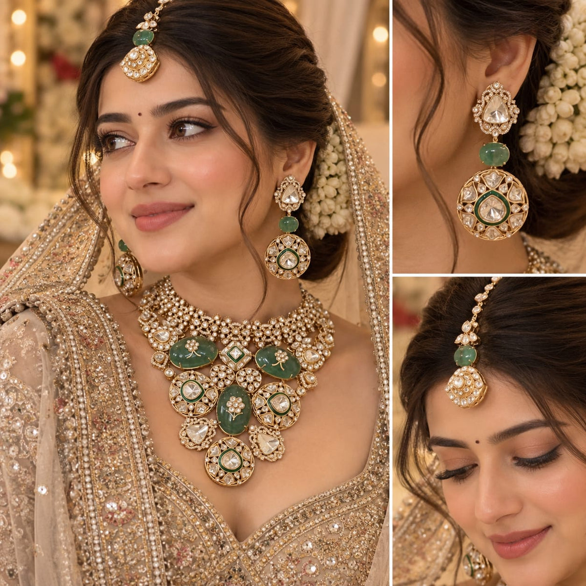Carved Sage Green Bridal Choker Set