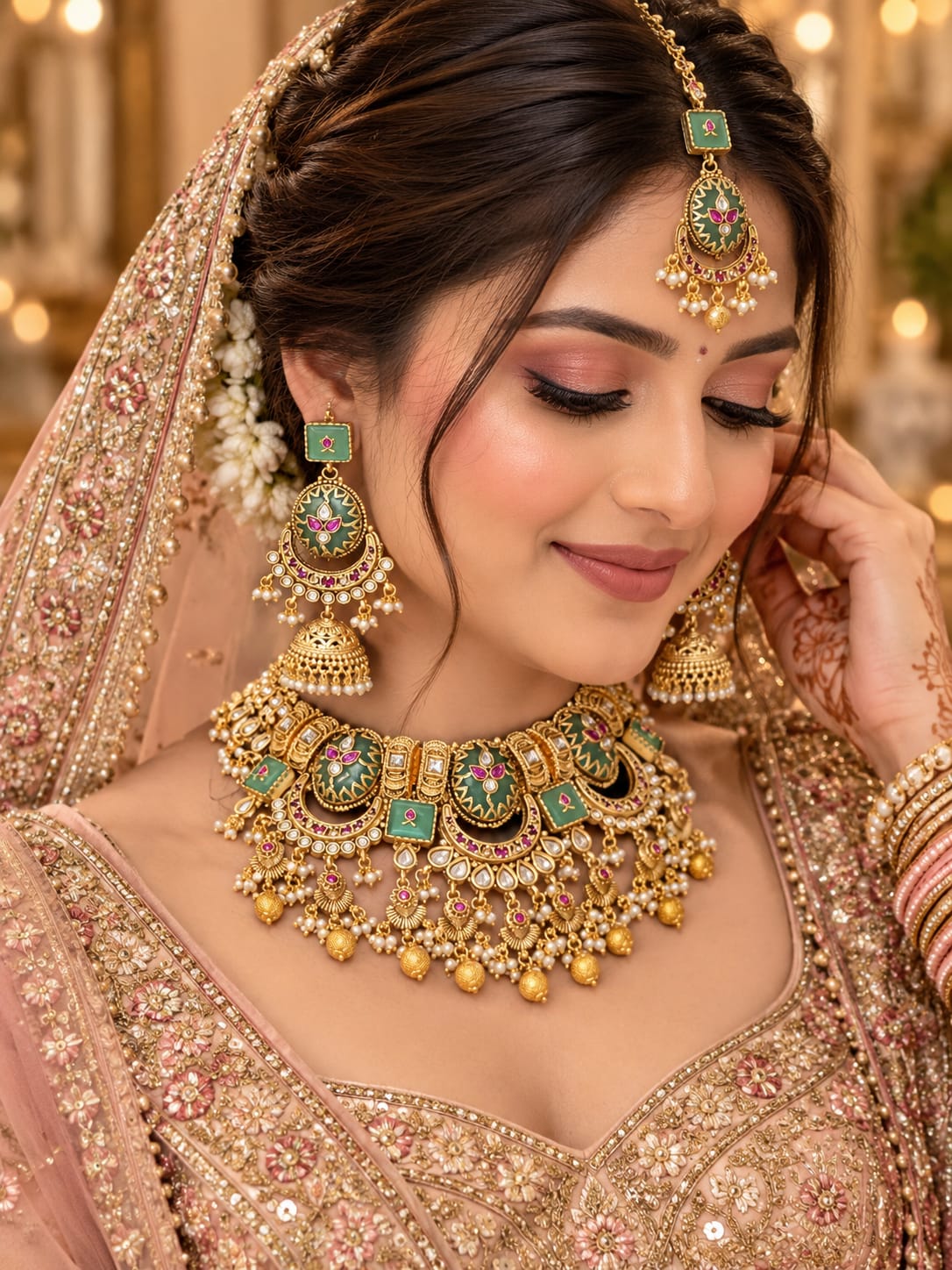 Shahi Meenakari Green Bridal Choker Set