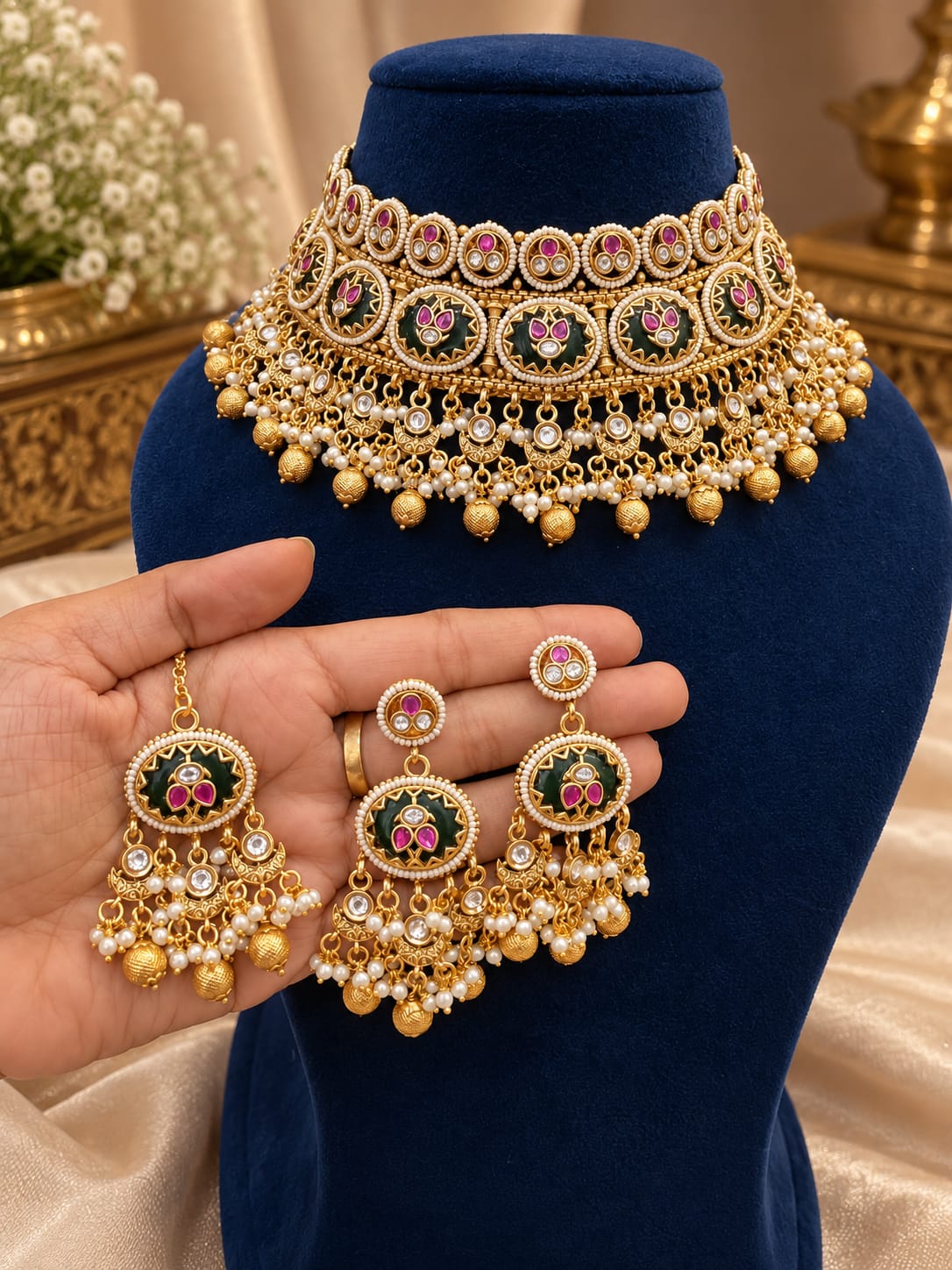 Utsav Dark Green Bridal Choker Set