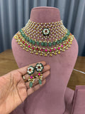 Enchanting Emerald-Pearl Kundan Polki Choker Set