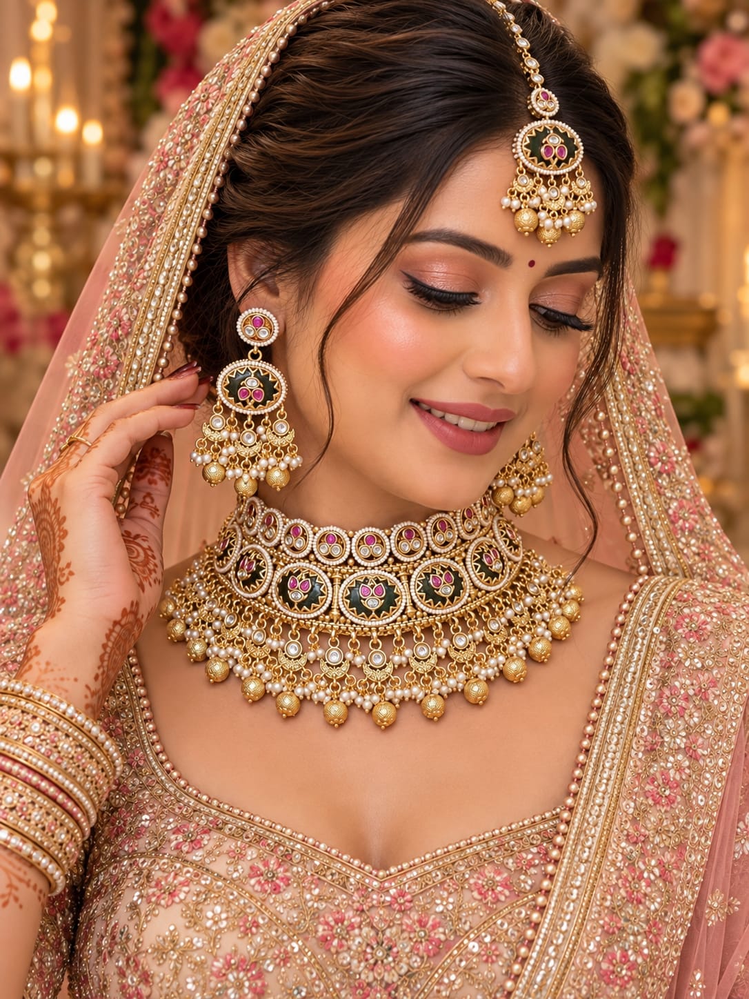 Utsav Dark Green Bridal Choker Set
