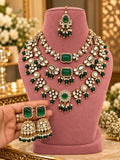 Sultana Dark Green Layered Bridal Haar Set