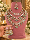 Gulabi Pink Mint Layered Bridal Haar Set