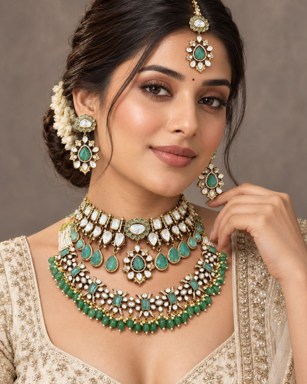 Rajkumari Mint Green Bridal Set - worn by model