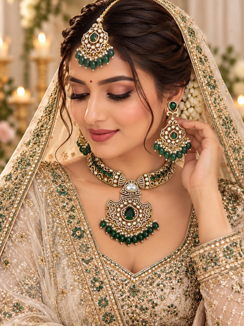 Zevar Emerald Pendant Set - worn by model