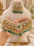 Tara Emerald Polki Choker Set - full set on mannequin
