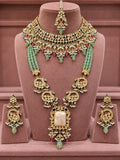 Peacock Motif Mint-Ruby Rani Haar Set - full set on mannequin