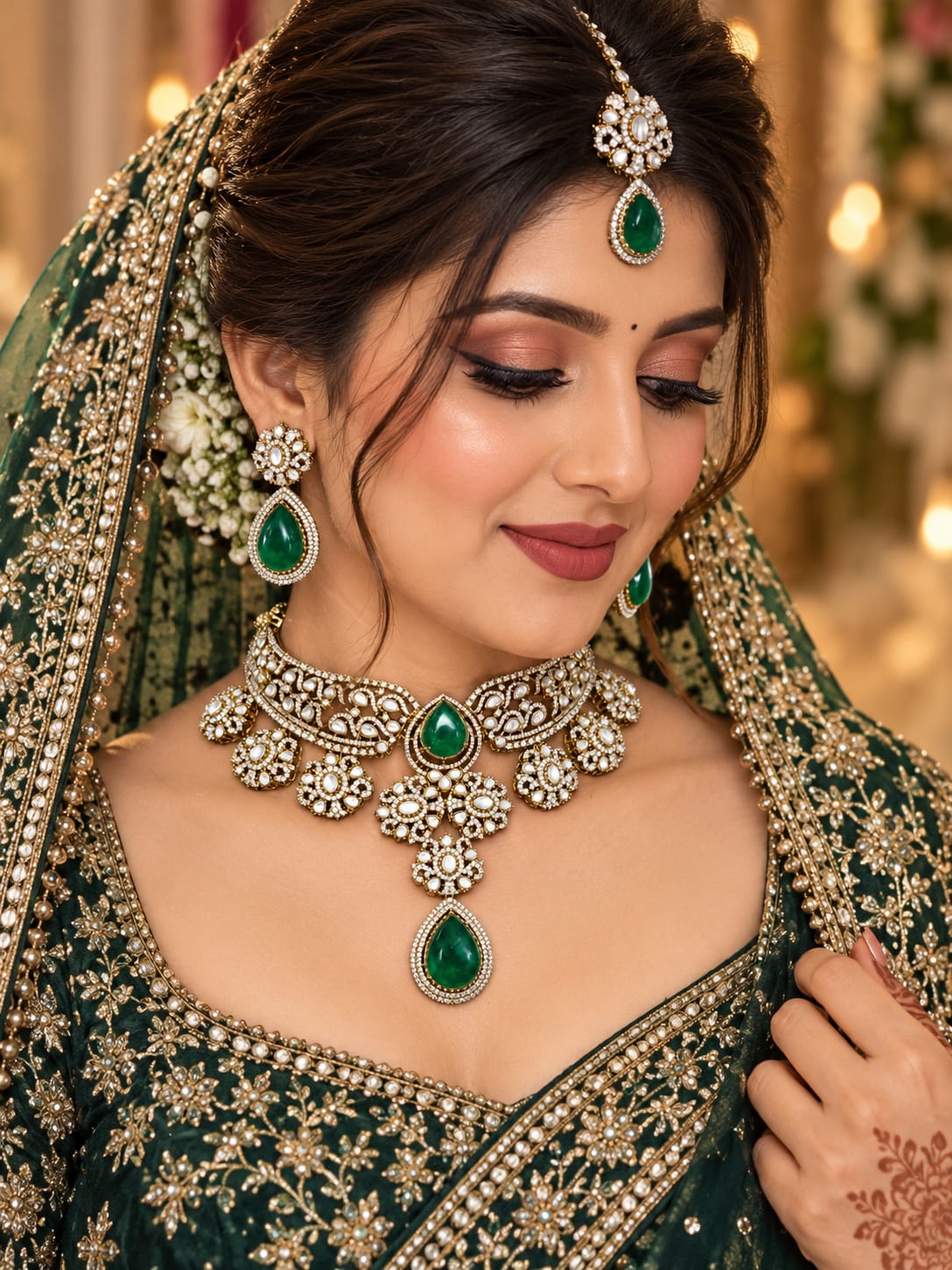 Vasant Emerald Choker Set - worn by model