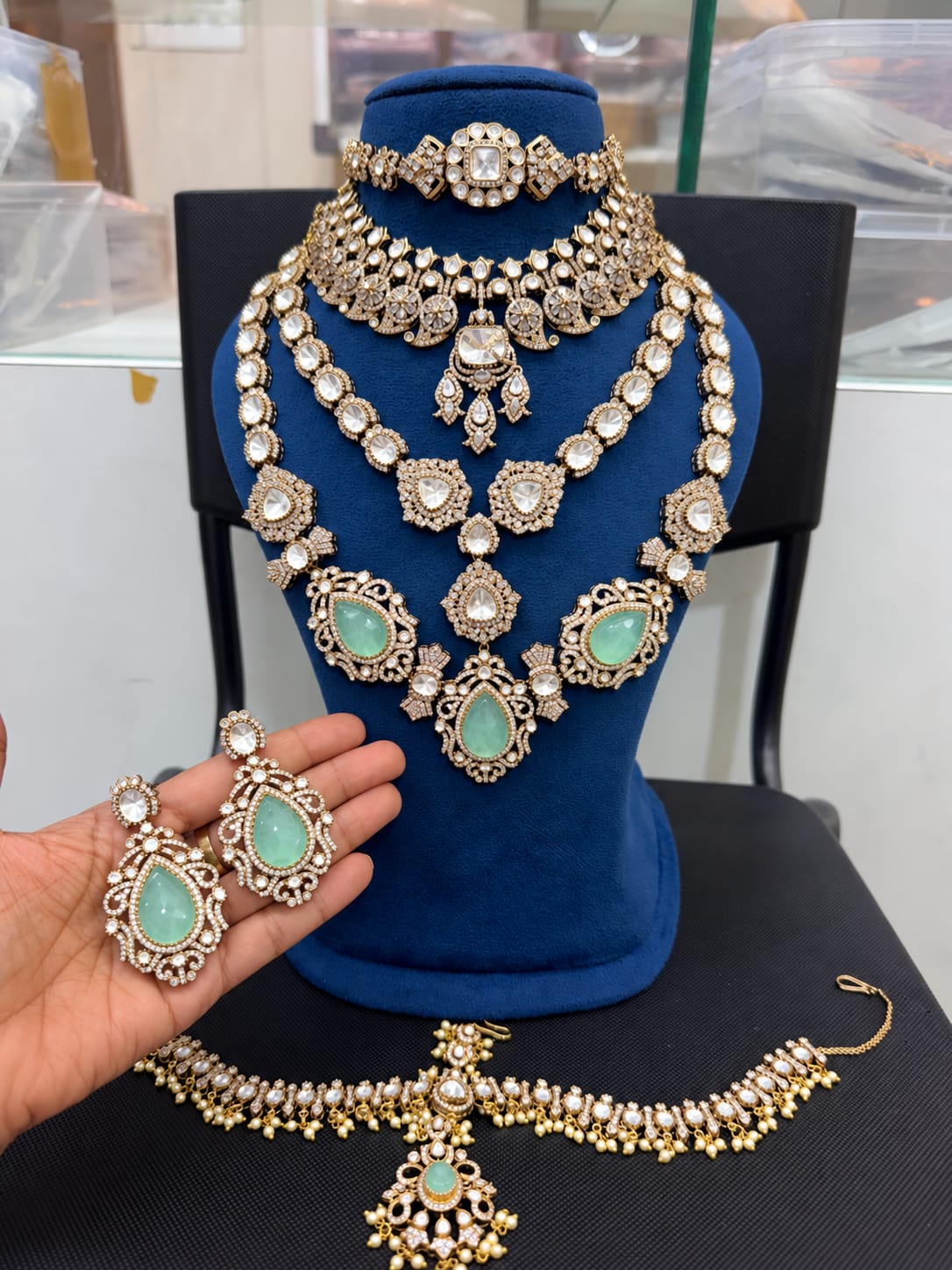 Suhani Mint Bridal Set - full set on mannequin