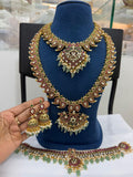 Temple Ruby-Green Kemp Bridal Set - full set on mannequin
