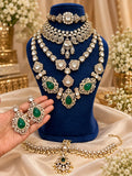 Rajshree Emerald Bridal Set - full set on mannequin