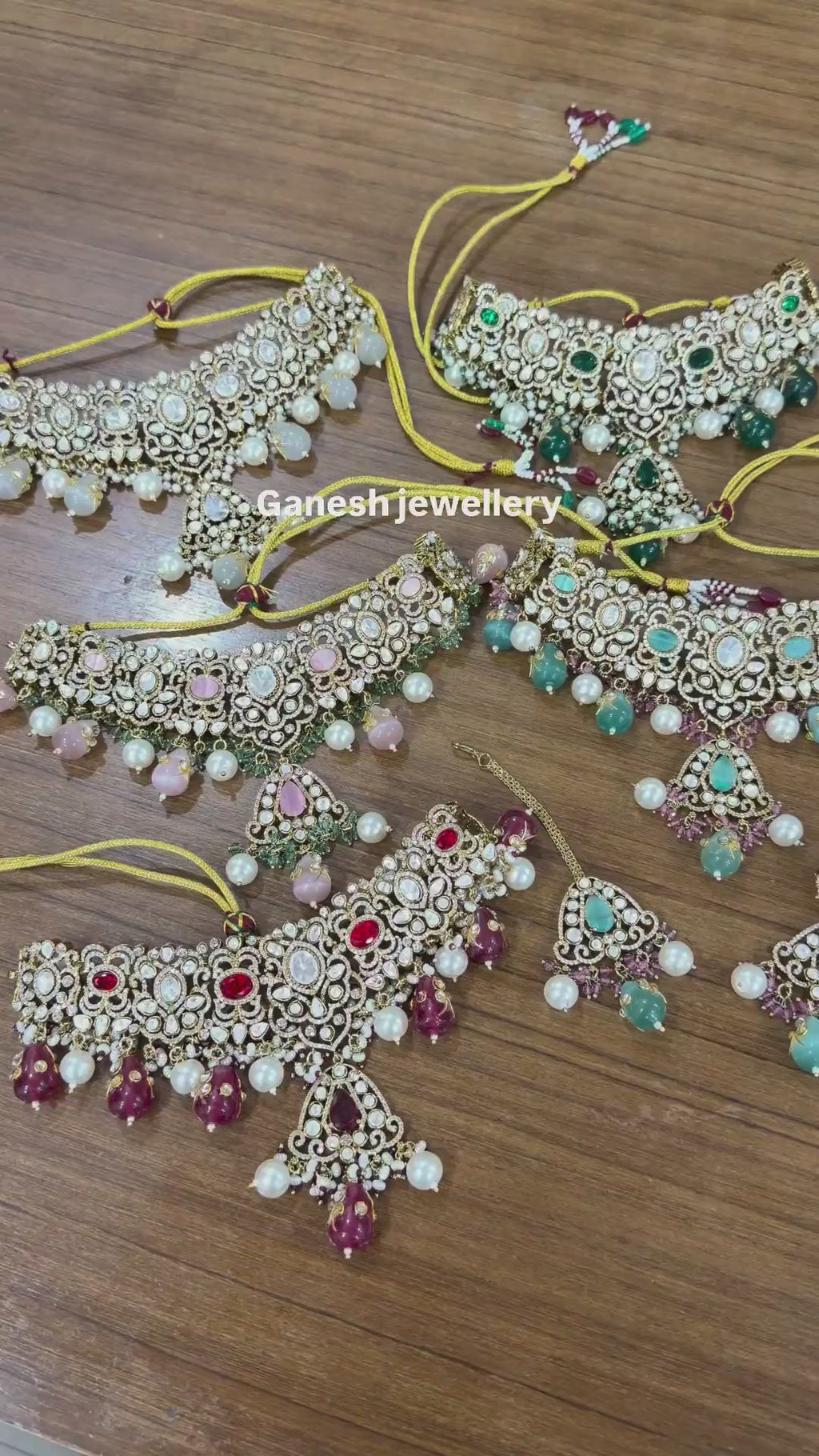 Serene Sea-Green Kundan Polki Choker Set with Maang Tikka
