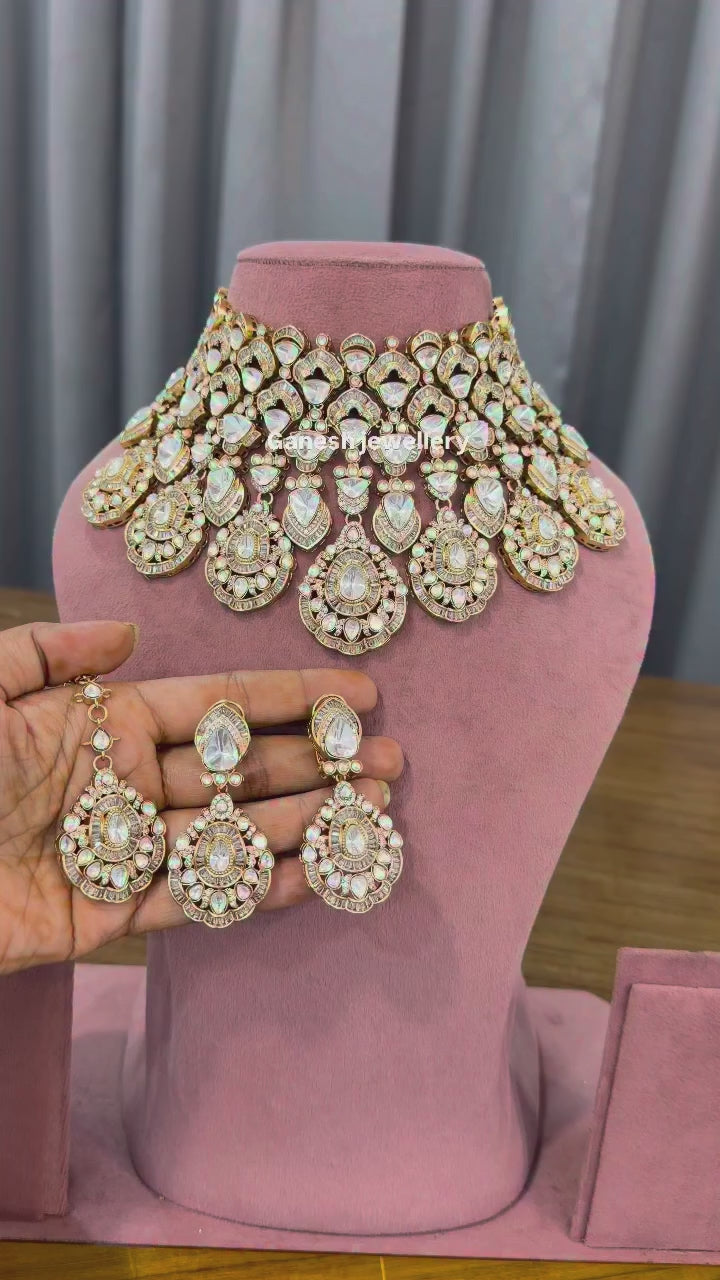 Flawless White Kundan Polki Choker Set