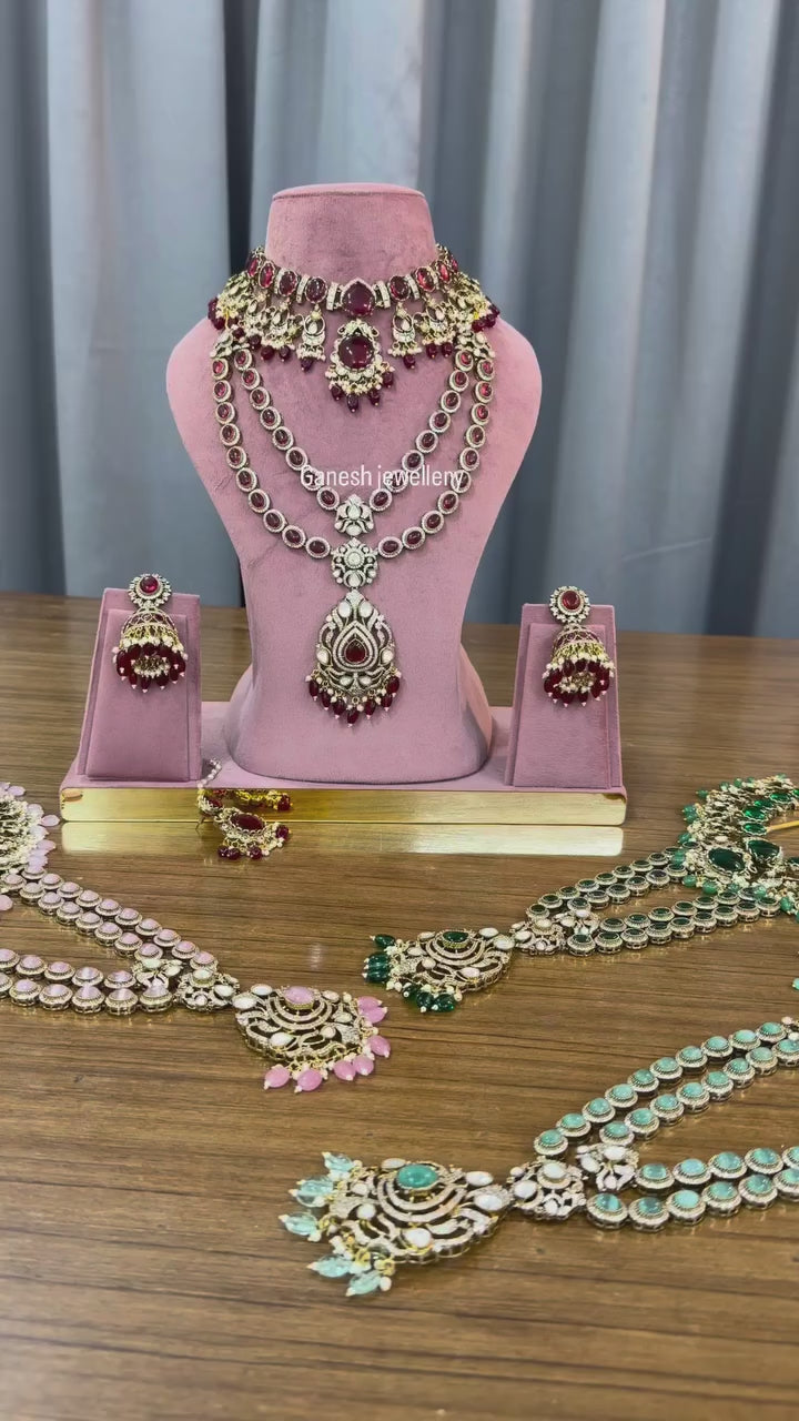 Maharani Ruby Kundan Polki Bridal Choker & Haar Set