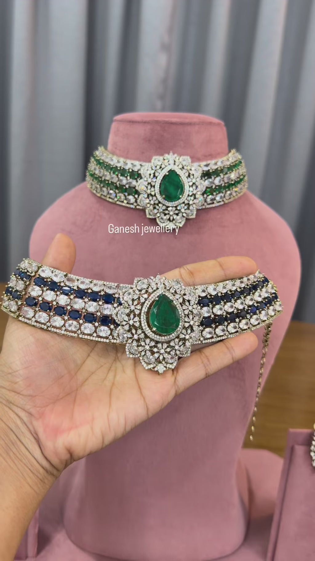 Emerald Drop Kundan Polki Choker Set