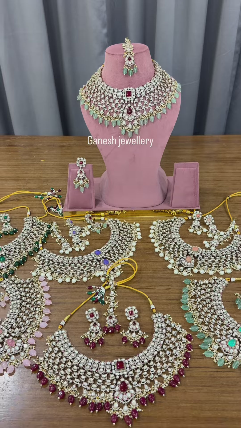 Chic Pink-White Kundan Polki Choker Set