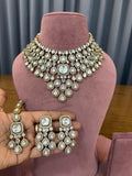 Sculpted White Kundan Polki Choker Set - Kundan Polki Bridal Jewellery by Ganesh Kundan & Polki