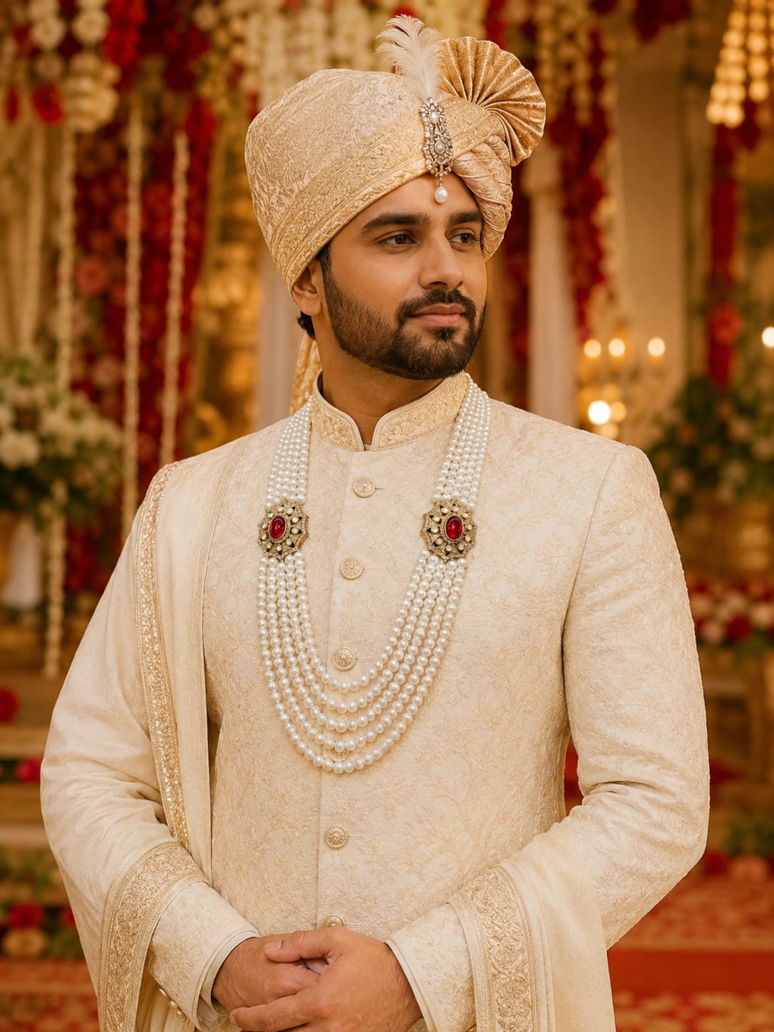 Royal Groom Pearl Mala with Kundan Work