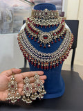 Ruby Red Bridal Kundan & Polki Jewellery Set with Choker and Long Necklace