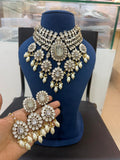 Ganesh Kundan and Polki Bridal Choker Set with White Pearls