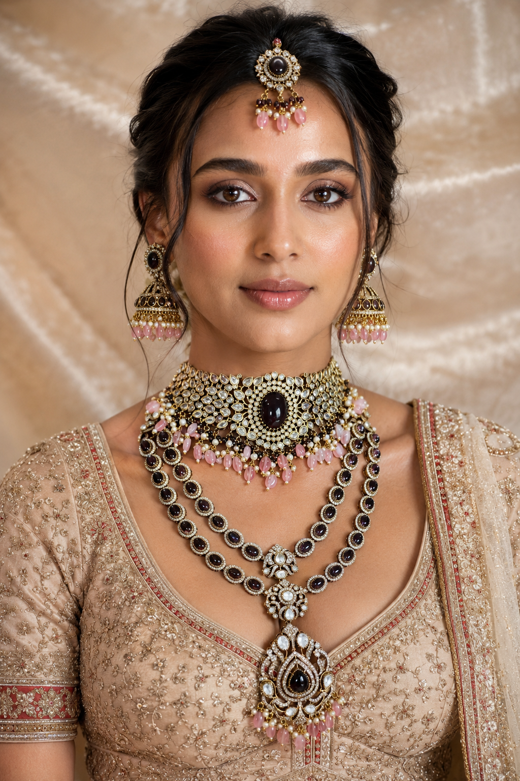 Royal Bridal Kundan Polki Choker Set with Long Necklace and Earrings