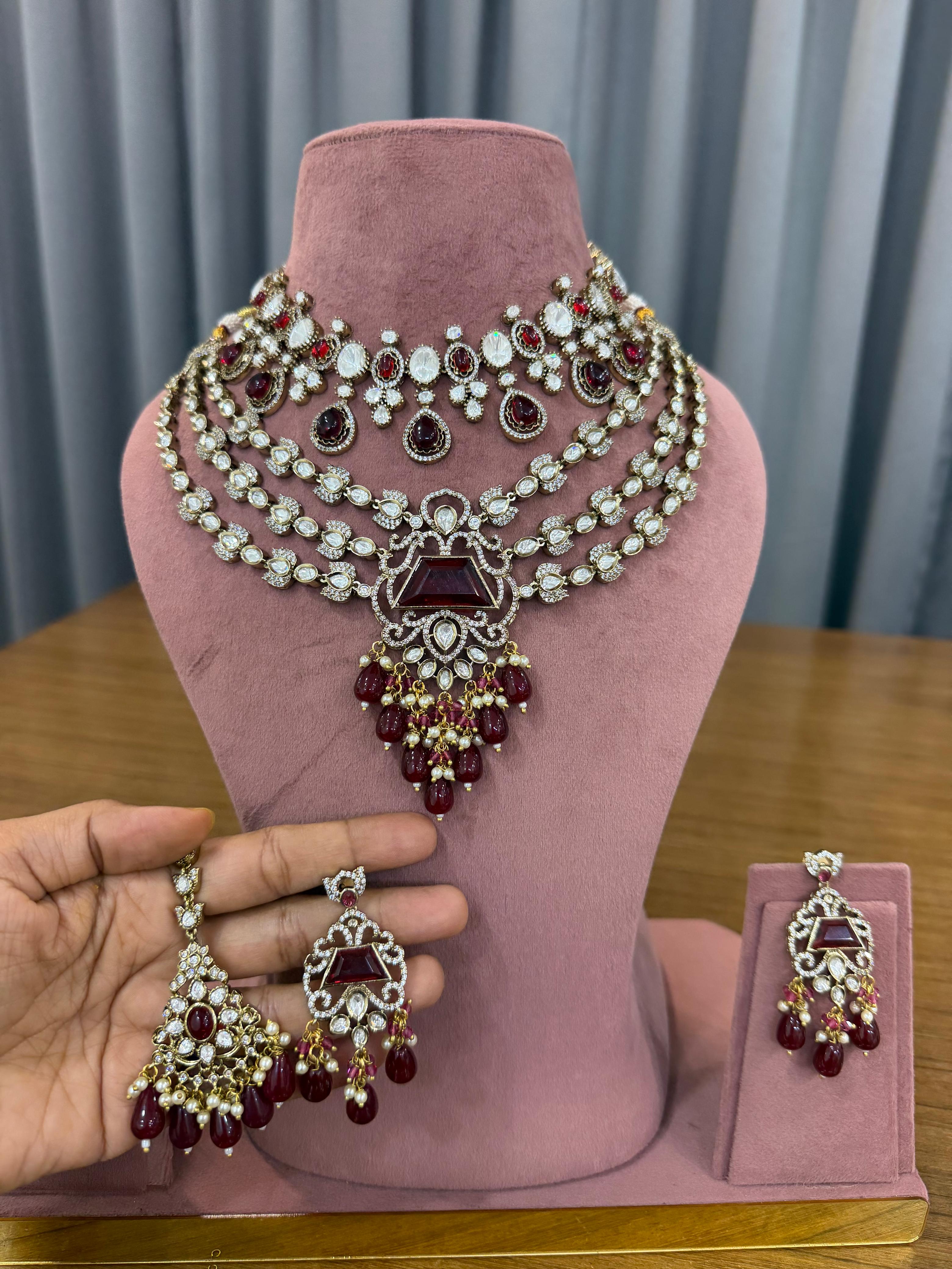 Royal Maroon Bridal Kundan Jewellery Set for Wedding