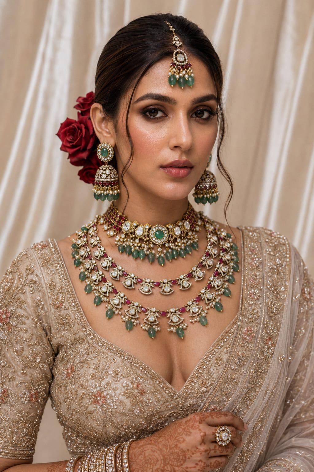 Luxury Indian Wedding Kundan Jewellery Set for Brides
