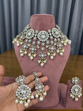 Pearl Bridal Kundan & Polki Choker Set with Statement Earrings