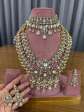 Luxury Bridal Kundan and Polki Jewellery Set with Choker Long Necklace and Earrings