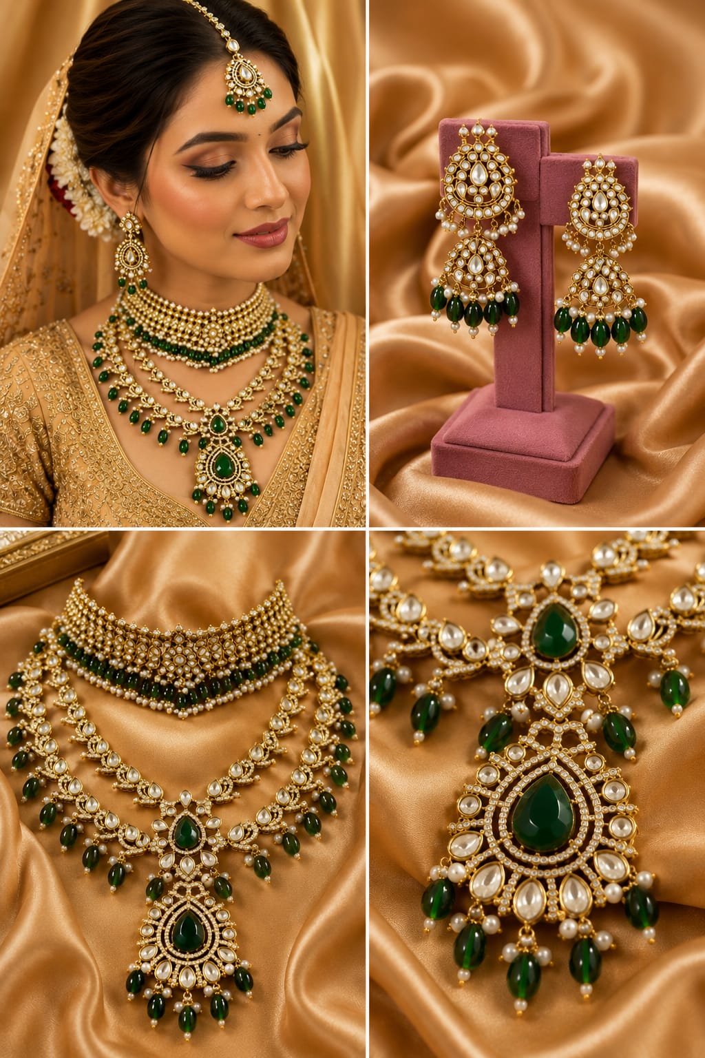Artificial Polki jewellery set for Indian weddings
