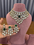 Polished Emerald Kundan Polki Choker Set - Kundan Polki Bridal Jewellery by Ganesh Kundan & Polki