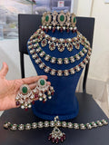 Luxury Bridal Kundan and Polki Jewellery Set with Choker Long Necklace and Earrings