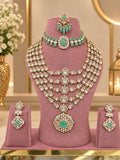 Pastel Mint Kundan Polki Choker & Long Haar Set - Kundan Polki Bridal Jewellery by Ganesh Kundan & Polki