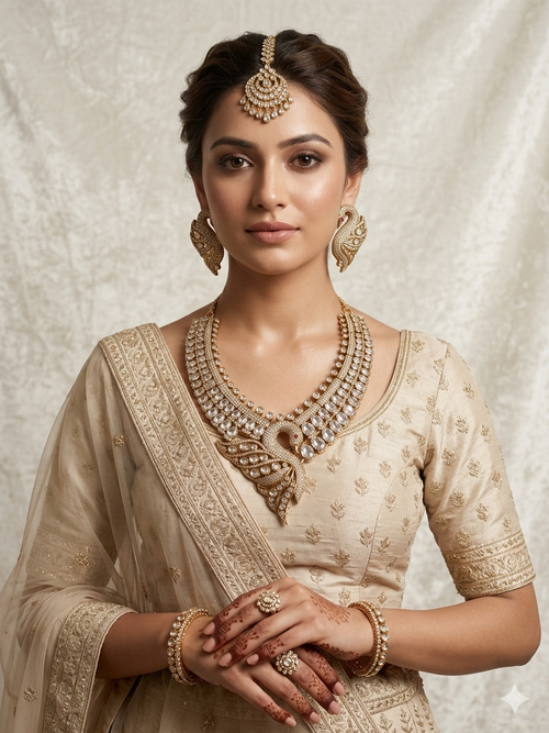 Elegant artificial polki jewellery set for brides