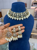 Pearl Drop White Kundan Polki Dulhan Choker Set - Kundan Polki Bridal Jewellery by Ganesh Kundan & Polki