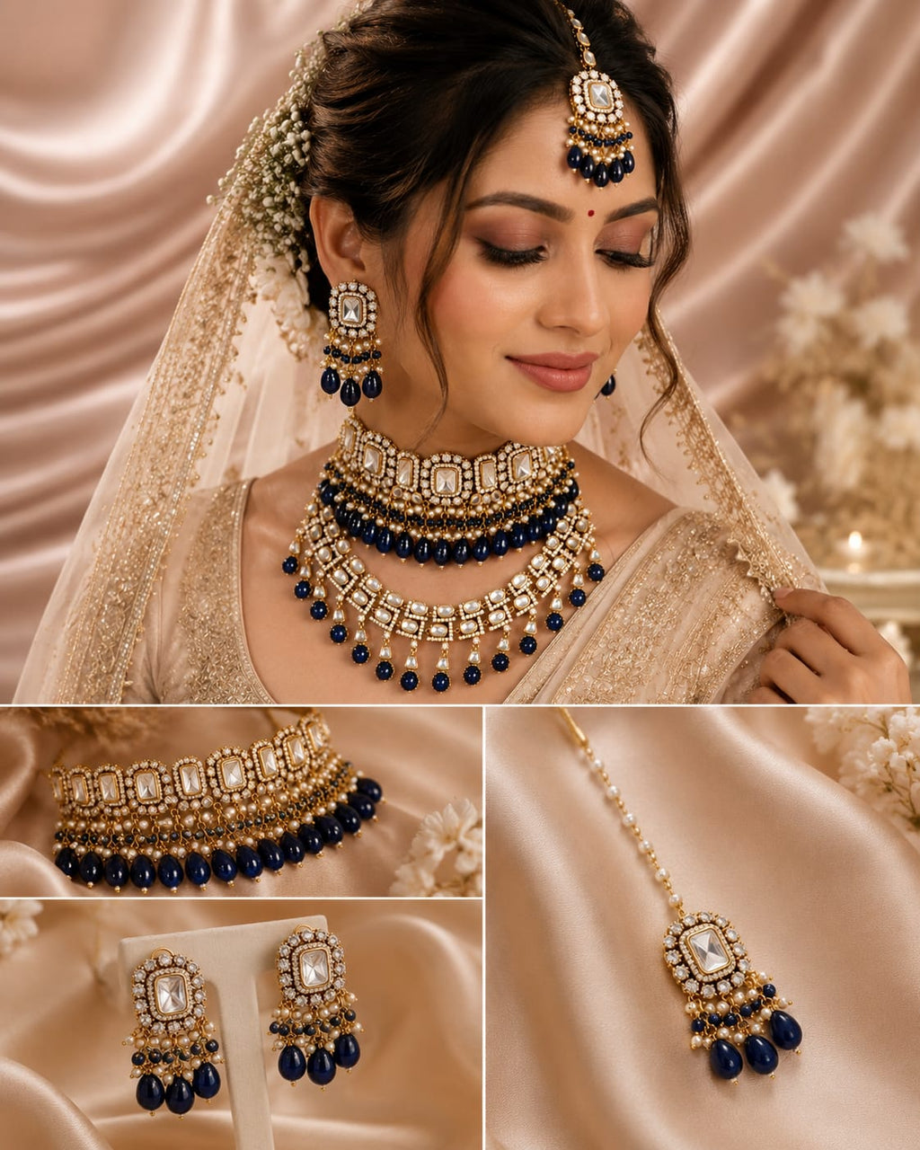 Designer Kundan Polki Choker with Earrings

