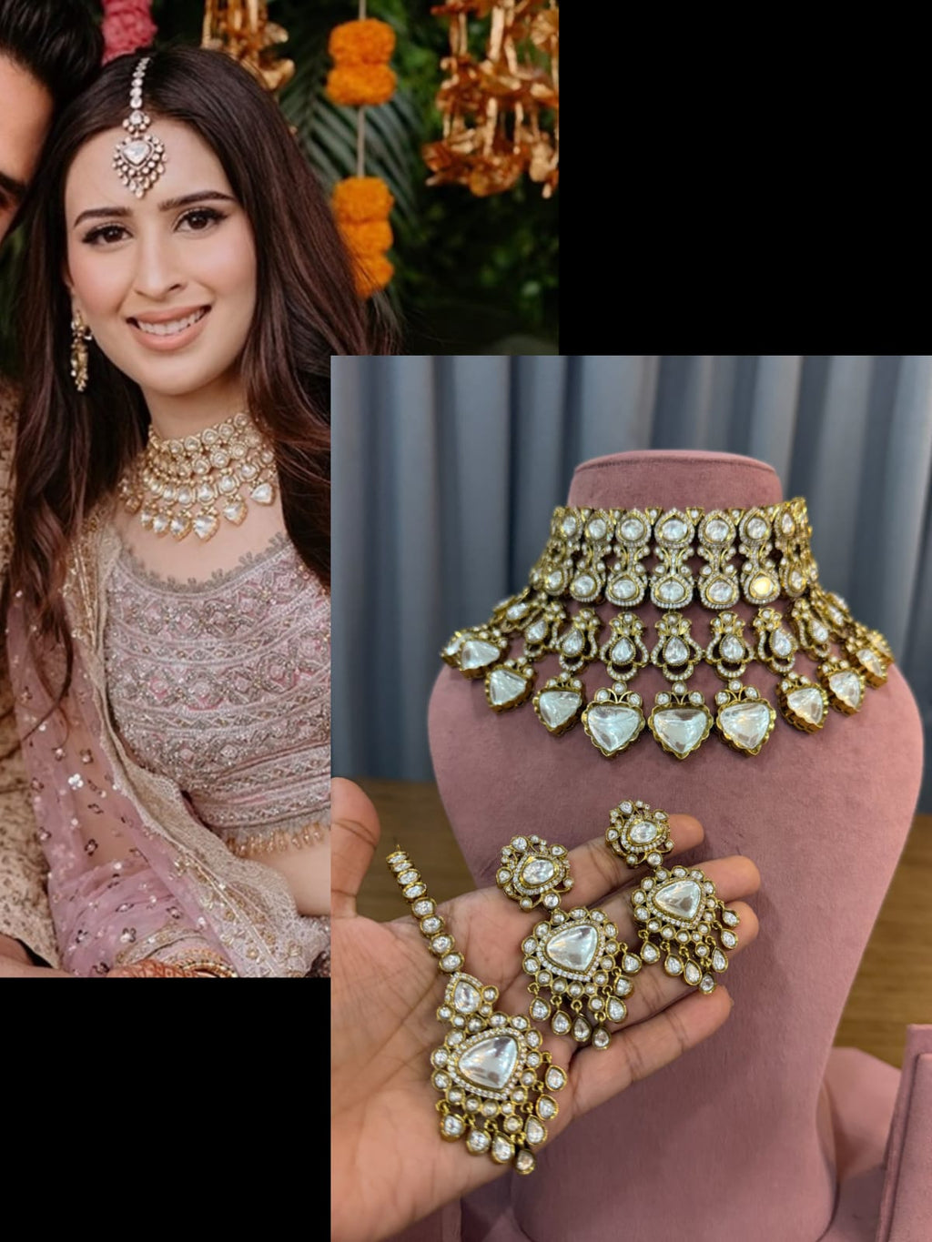 Ivory White Kundan Polki Bridal Choker Set for Wedding