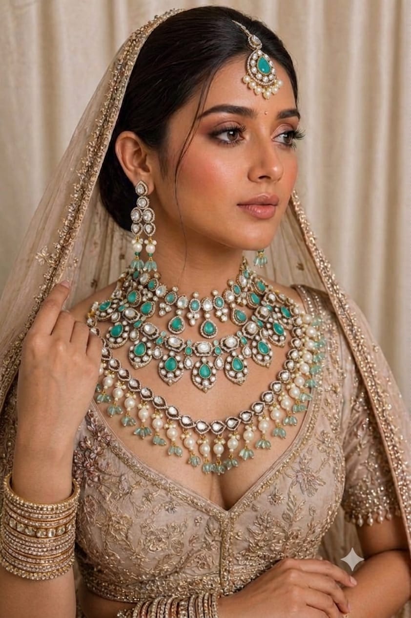 Royal bridal polki jewellery set for Indian wedding