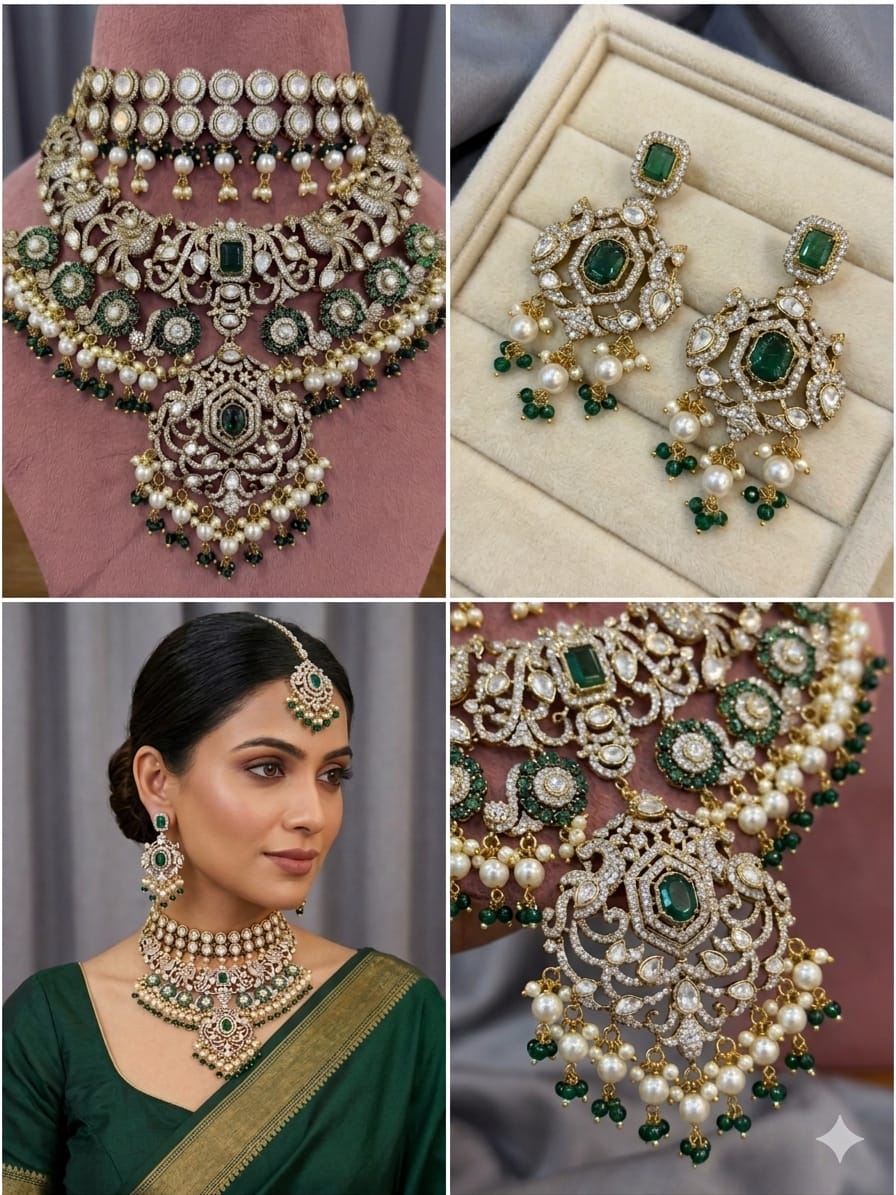 Luxury wedding jewellery set with choker necklace and earrings