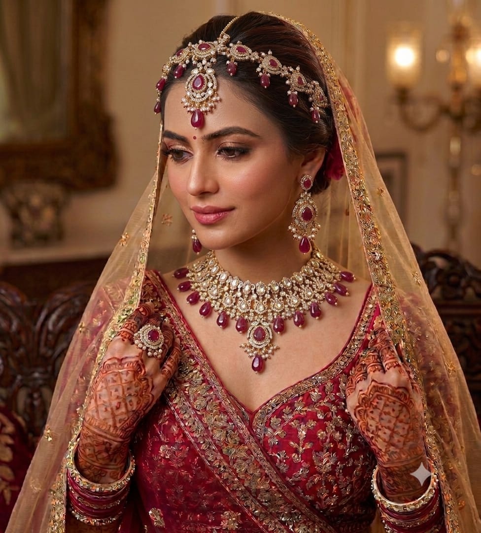 Luxury Ruby Red Kundan Bridal Jewellery