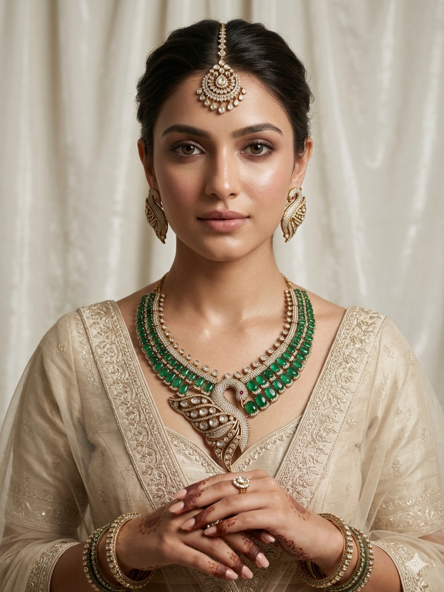 Wedding kundan polki necklace set for bride India