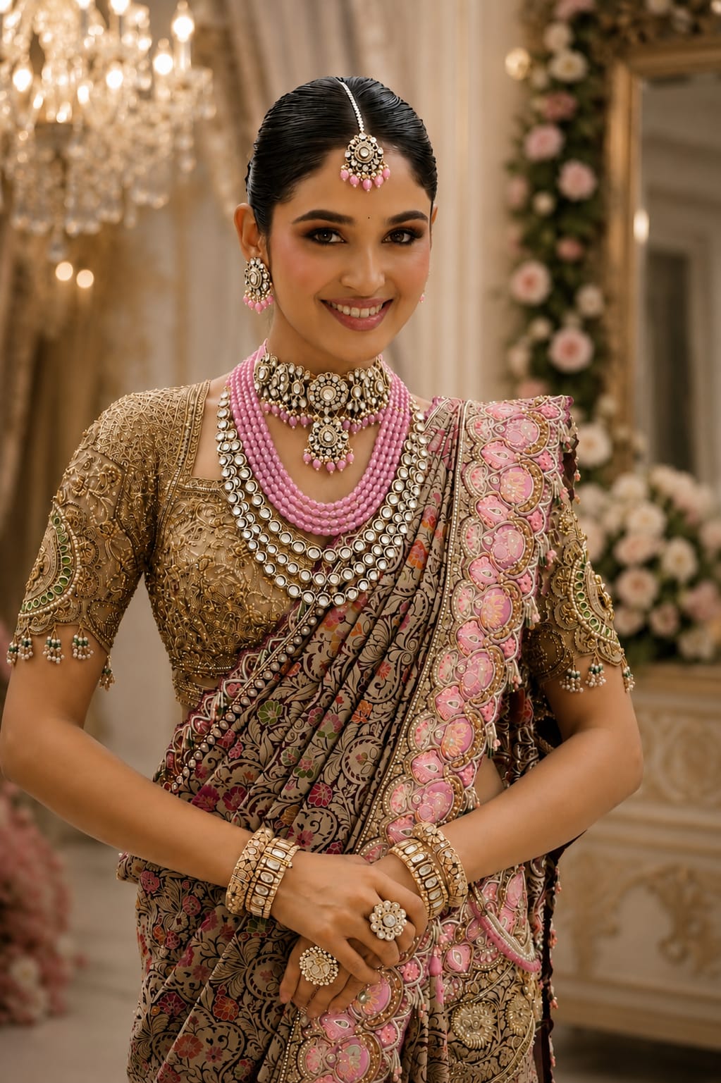 Luxury Bridal Polki Jewellery Set with Choker and Haram