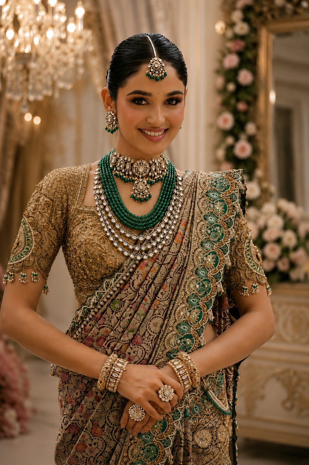 Luxury Bridal Polki Jewellery Set with Choker and Haram