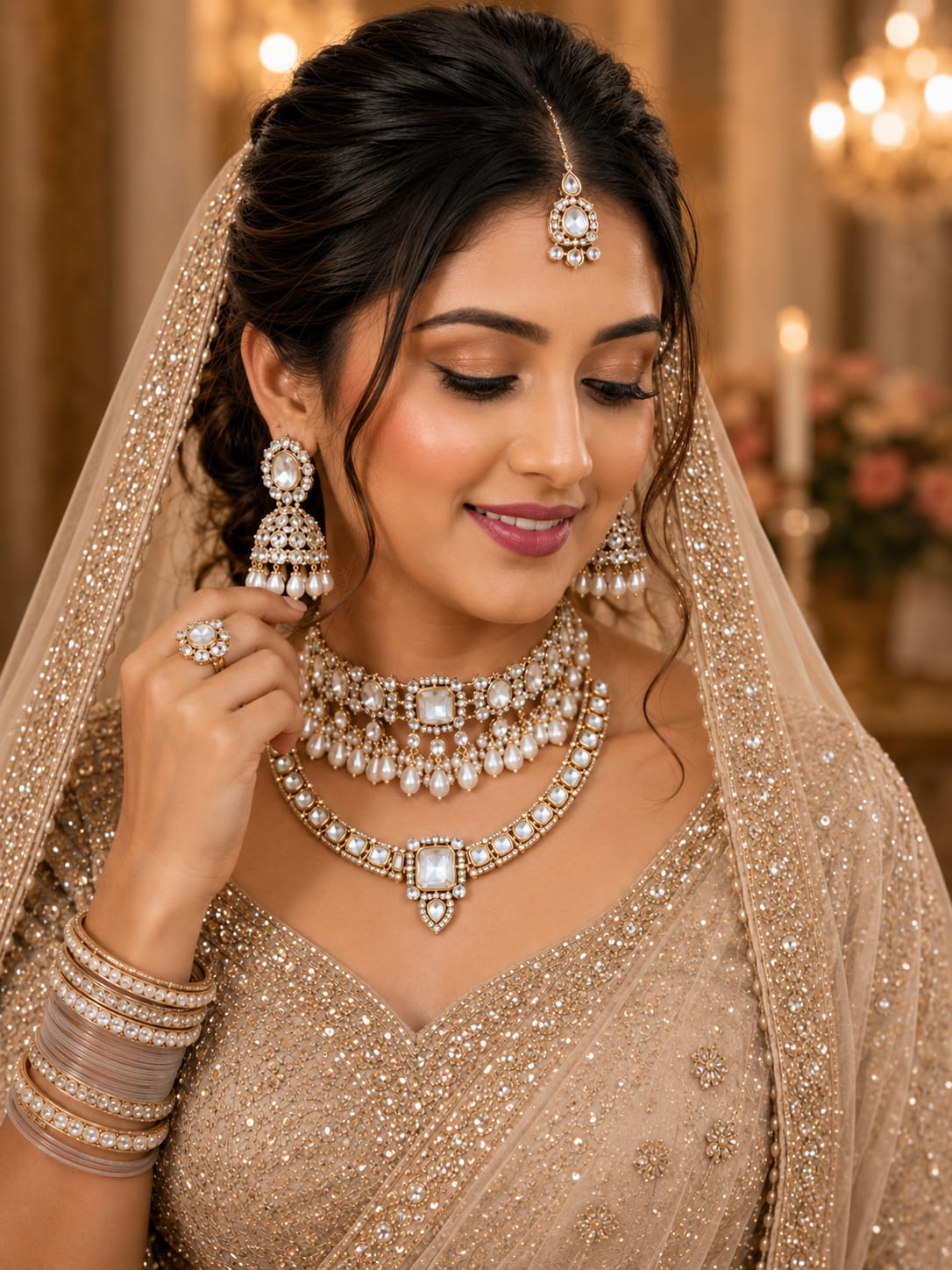 Bridal Kundan Polki Jewellery Set for Indian Wedding