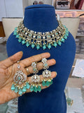 Jadau Mint-Bead Kundan Polki Choker Set - Kundan Polki Bridal Jewellery by Ganesh Kundan & Polki