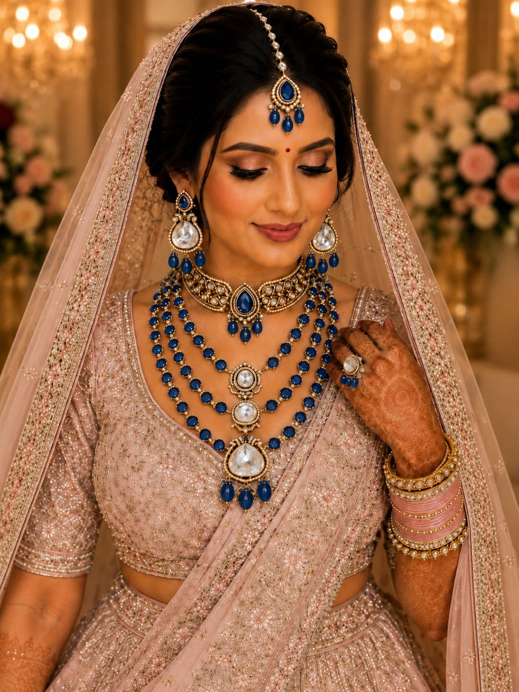 Designer Kundan Choker and Long Necklace Set for Brides
